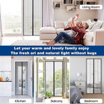 Screen door showing product specifications label of Magic Mesh