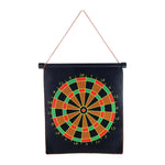 Magnetic dartboard with hanging cord setup on wall