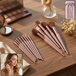 Complete professional makeup brush set with pouch and rose gold handles