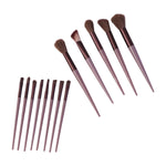 View of makeup brushes and pouch for travel