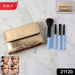 Premium 4-in-1 makeup brush set inside a protective travel pouch
