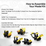 Mecha Racer STEM kit pieces laid out before assembly