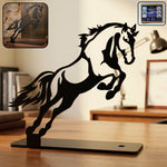 Stylish black metal horse sculpture ideal for modern desk decor
