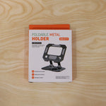 Person using phone on adjustable foldable stand
