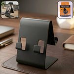 Black foldable metal mobile & tablet stand for desk or travel