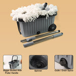 Durable spin mop bucket with separate washing and drying chambers