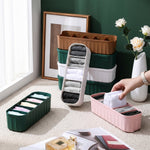 Organizing socks, underwear, and ties with plastic divider trays