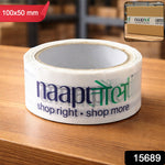 Single roll of Naaptol branded printed packaging tape on a white background.