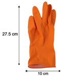 Dimensions of large orange waterproof cleaning gloves