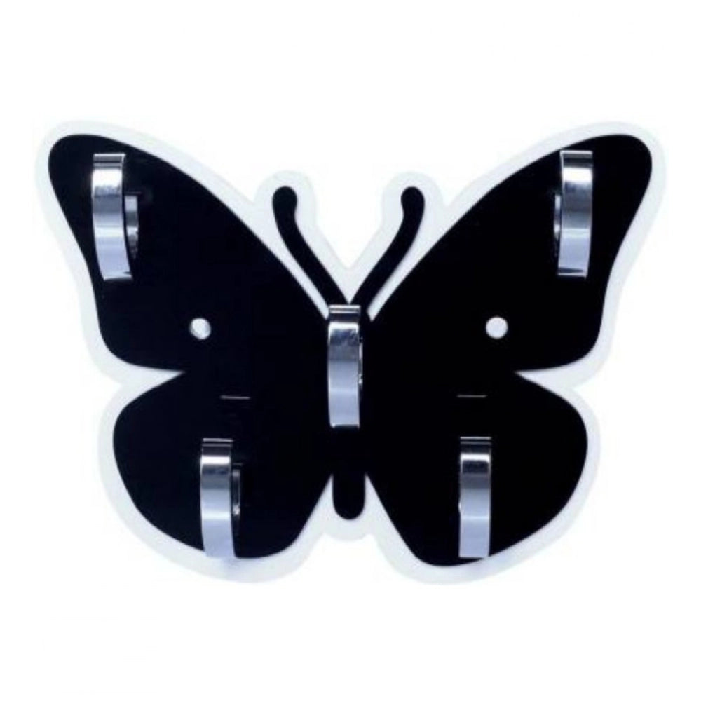 Pack Of 2_Butterfly Key Holder €“ Decorative Wall Mount Key Organizer (Color: Black)