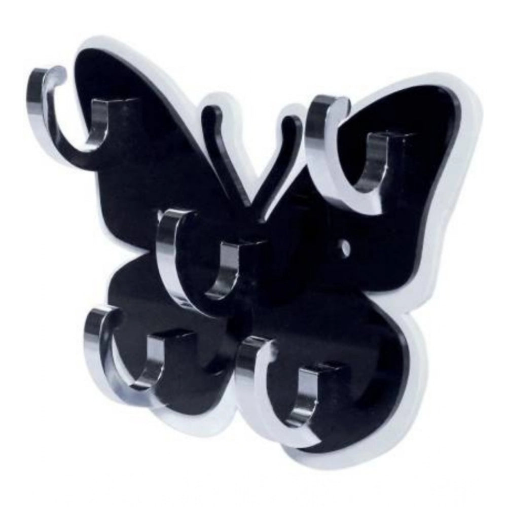 Pack Of 2_Butterfly Key Holder €“ Decorative Wall Mount Key Organizer (Color: Black)