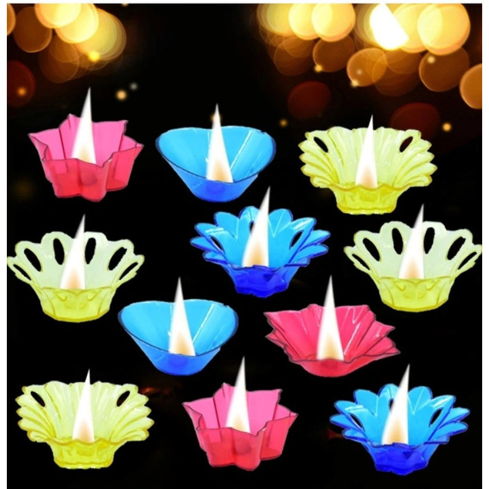 Pack Of 2_Floral Diya Set €“ Multi-Color Tea Light Holders Set of 12 (Color: Assorted )