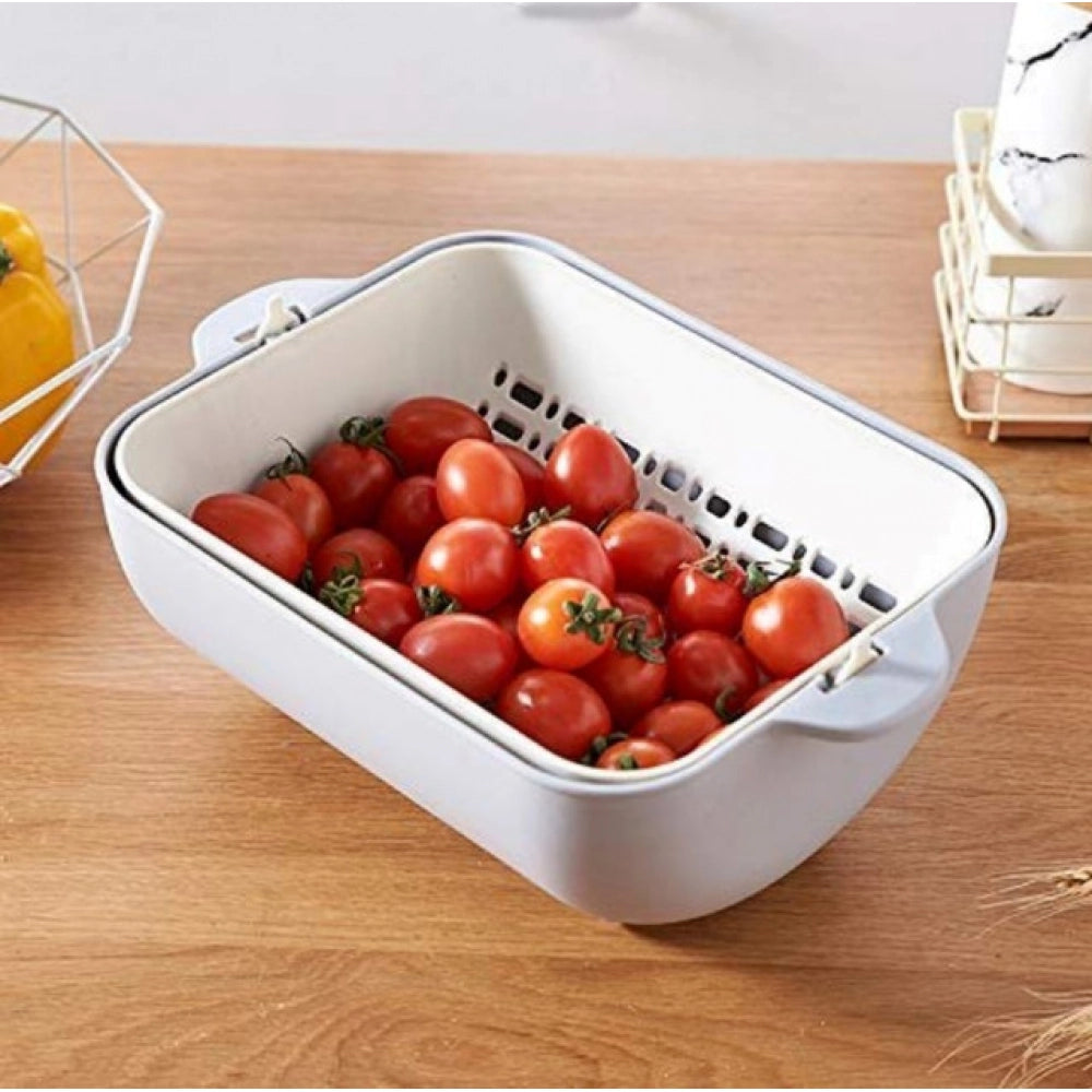 Pack Of 2_Multi-Purpose Kitchen Basket €“ Ideal for Straining, Sieving, Washing And Holding Fruits or Foods (Color: Assorted )