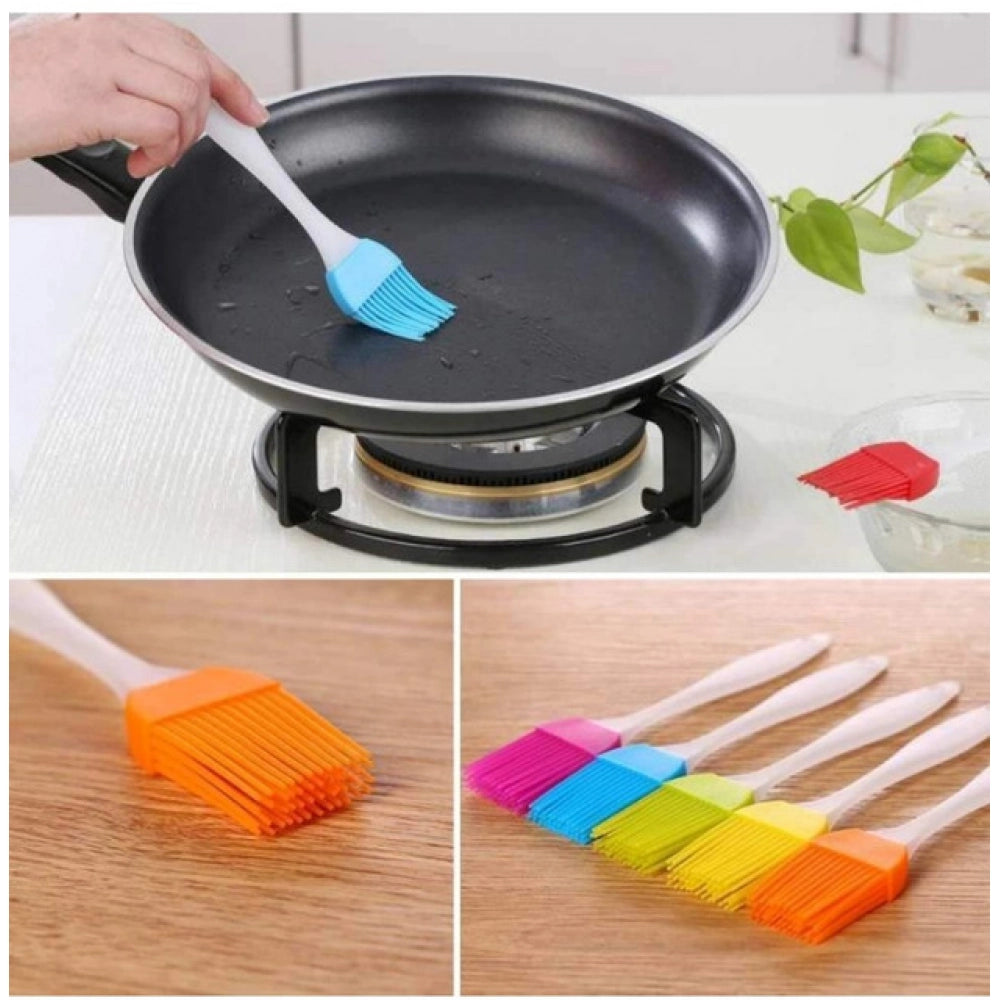 Pack Of 10_Silicone Oil Brush €“ Heat Resistant Cooking And Baking Basting Brush (Color: Assorted )