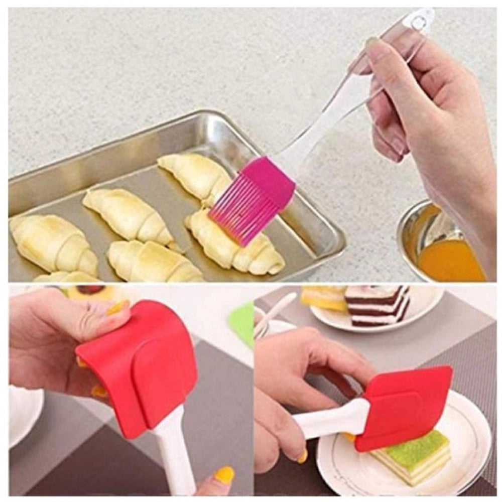 Pack Of 5_Silicone Spatula with Brush €“ Heat Resistant Cooking And Baking (Color: Assorted )