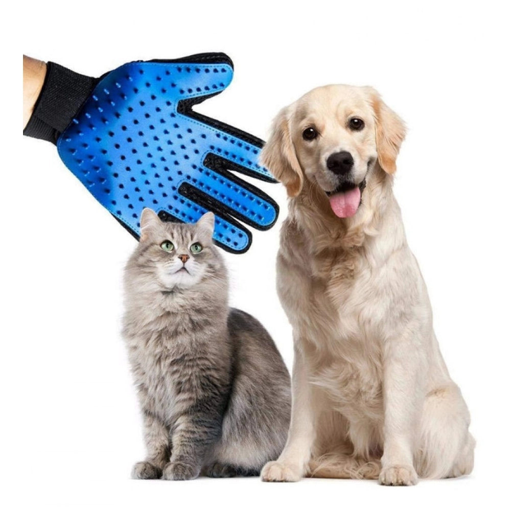 Pack of 2_5-Finger Deshedding Glove €“ Pet Hair Remover And Grooming Gloves (Color: Assorted )