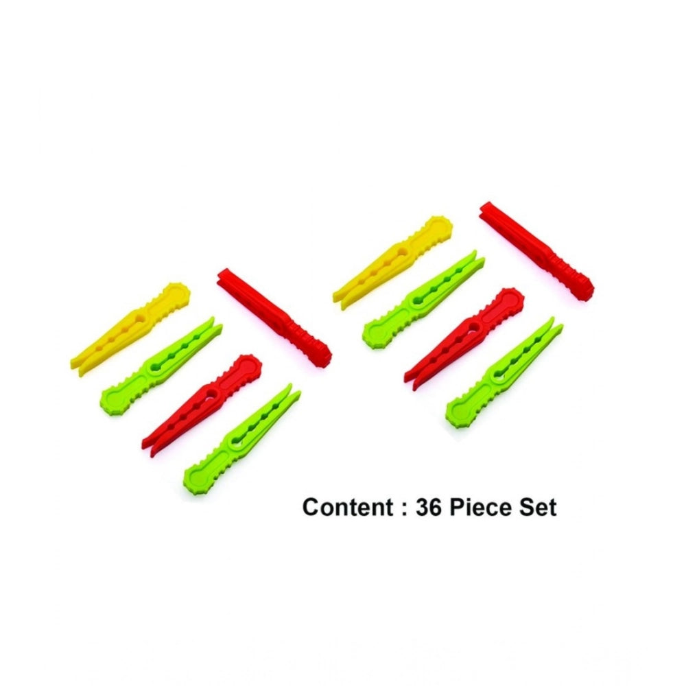 Pack of 4_Cloth Hanger Clips 36Pcs set €“ Multi-Purpose Clothes Pegs (Color: Assorted )