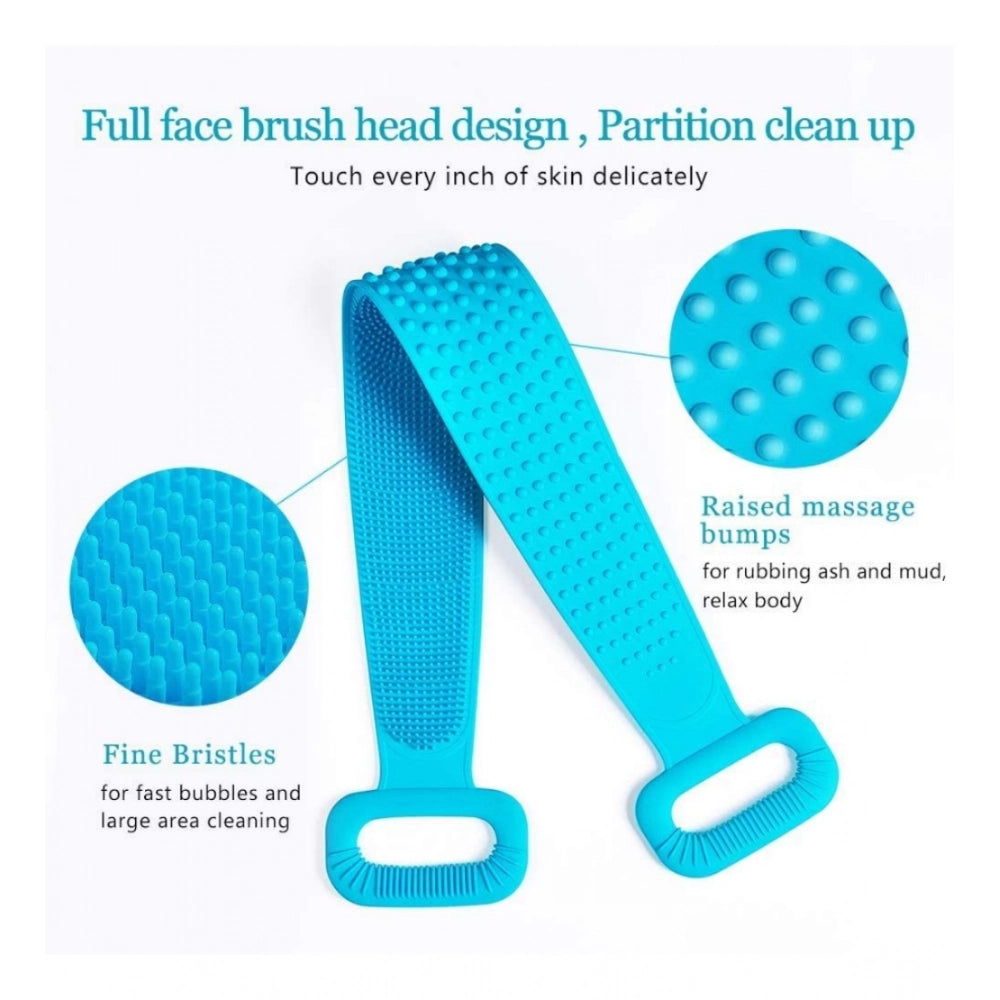 Pack Of 2_Silicone Bath Scrubber Belt €“ Dual-Sided Exfoliating Body Cleaning Strap (Color: Assorted )