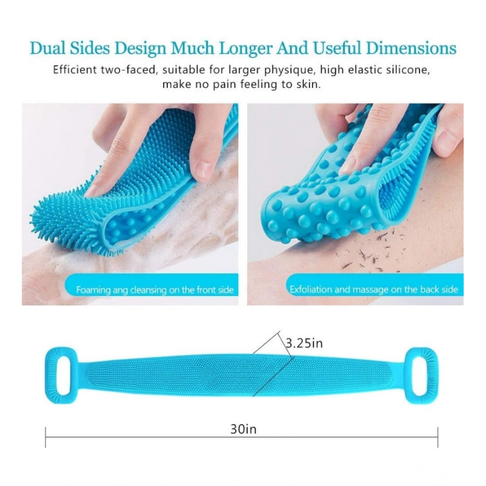 Pack Of 2_Silicone Bath Scrubber Belt €“ Dual-Sided Exfoliating Body Cleaning Strap (Color: Assorted )