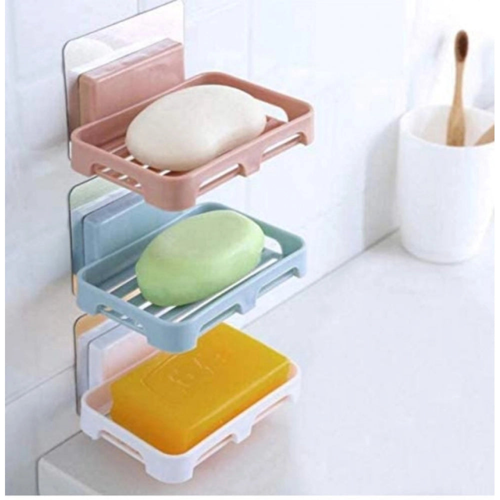 Pack of 5_Magic Sticker Soap Holder €“ Wall-Mount Soap Organizers (Color: Assorted )