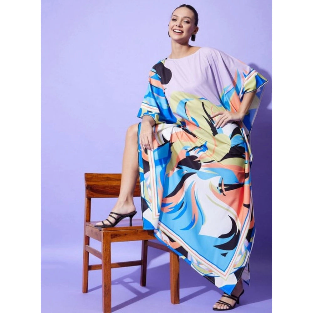 Women's Satin Colour Blocking Kaftan Dress (Multicolor)