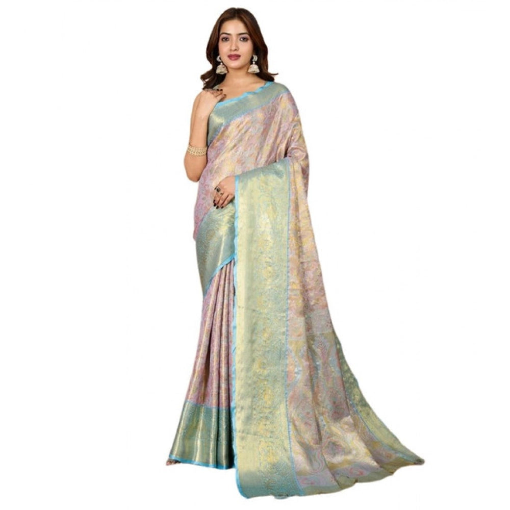 Women's Jacquard Saree With Unstitched Blouse 5.5Mtr (Multicolor)