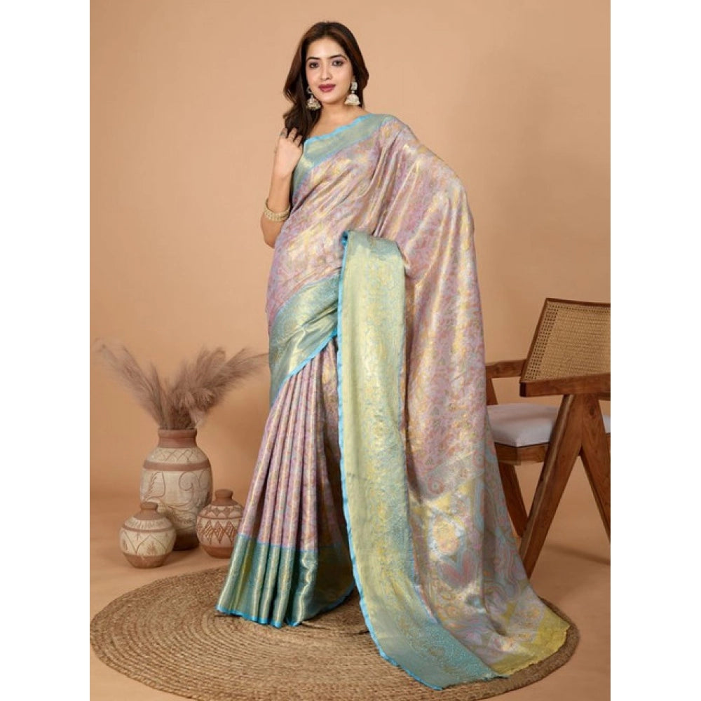 Women's Jacquard Saree With Unstitched Blouse 5.5Mtr (Multicolor)