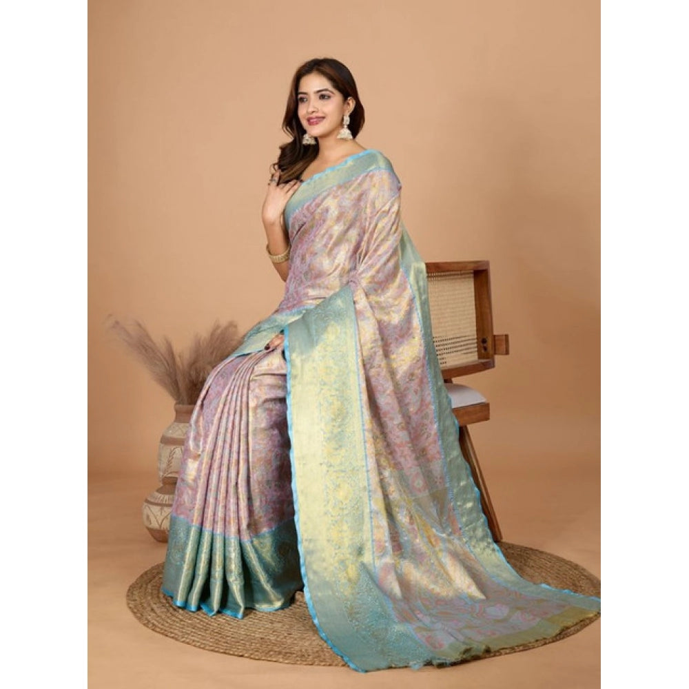 Women's Jacquard Saree With Unstitched Blouse 5.5Mtr (Multicolor)