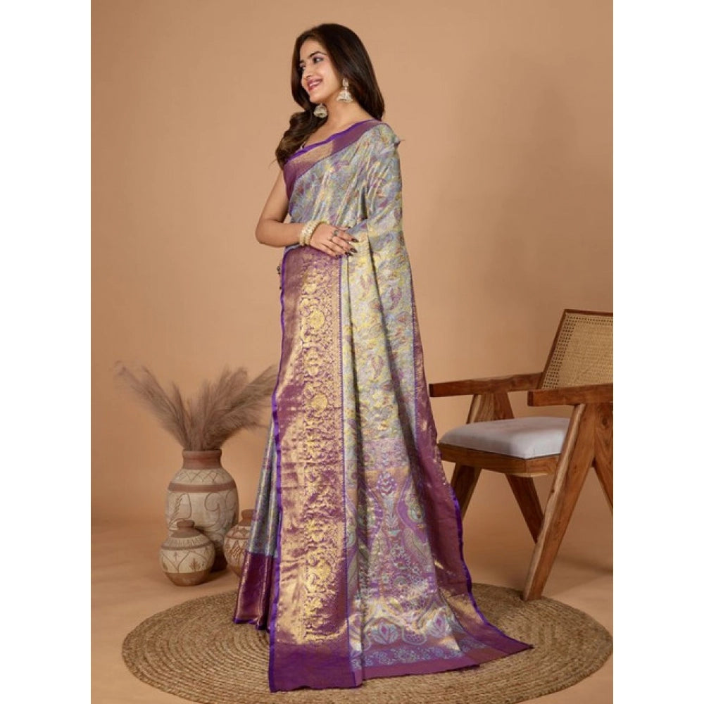 Women's Jacquard Saree With Unstitched Blouse 5.5Mtr (Multicolor)
