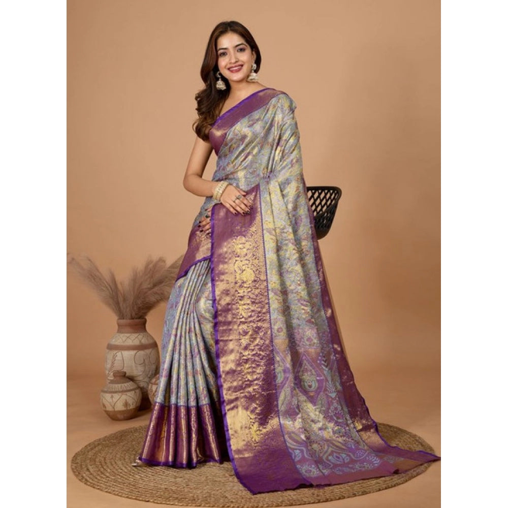 Women's Jacquard Saree With Unstitched Blouse 5.5Mtr (Multicolor)