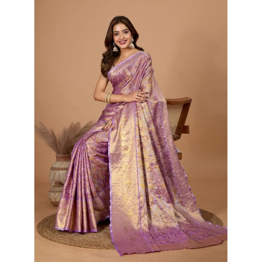 Women's Jacquard Saree With Unstitched Blouse 5.5Mtr (Multicolor)