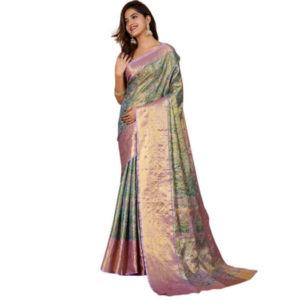 Women's Jacquard Saree With Unstitched Blouse 5.5Mtr (Multicolor)
