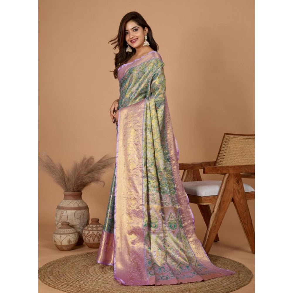 Women's Jacquard Saree With Unstitched Blouse 5.5Mtr (Multicolor)