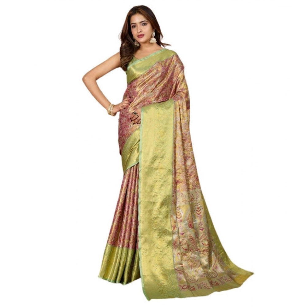 Women's Jacquard Saree With Unstitched Blouse 5.5Mtr (Multicolor)