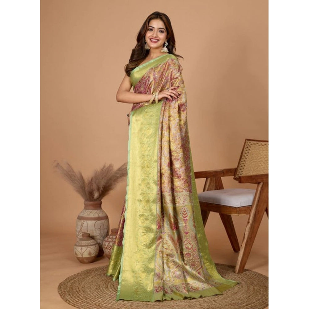 Women's Jacquard Saree With Unstitched Blouse 5.5Mtr (Multicolor)