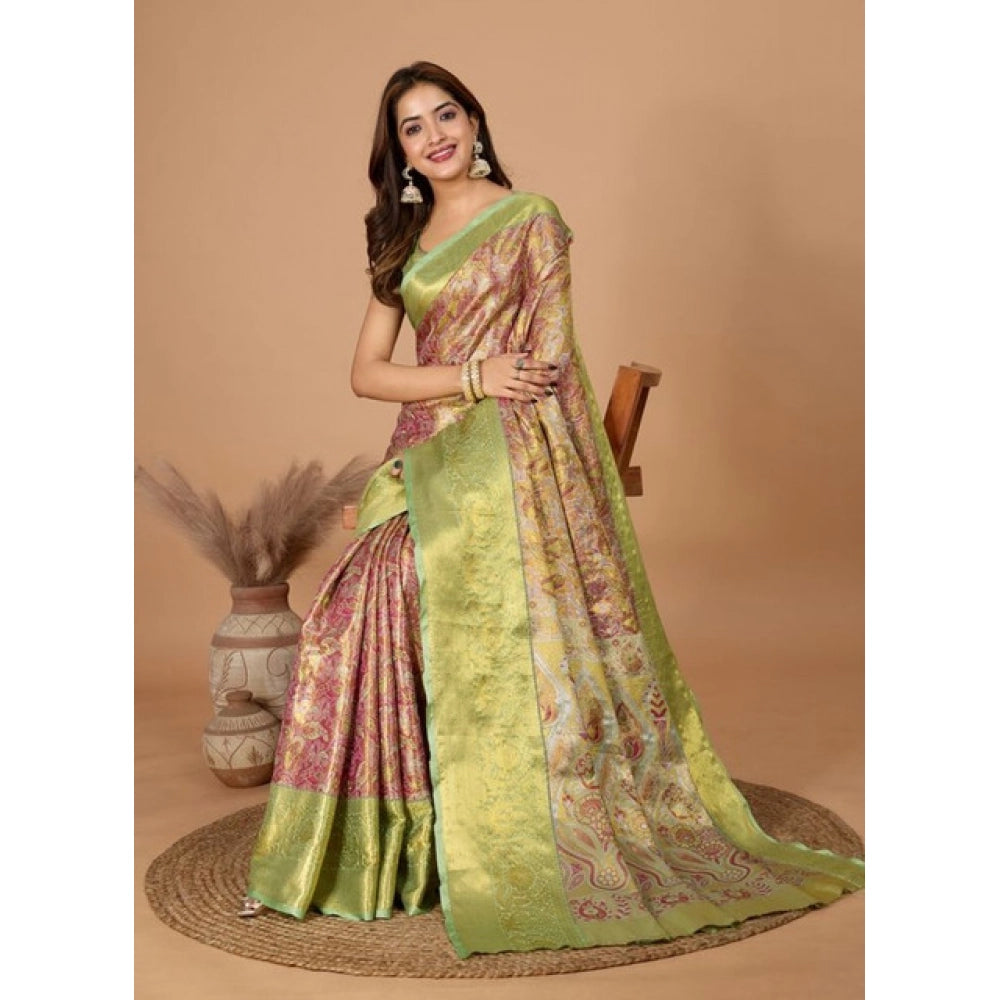 Women's Jacquard Saree With Unstitched Blouse 5.5Mtr (Multicolor)