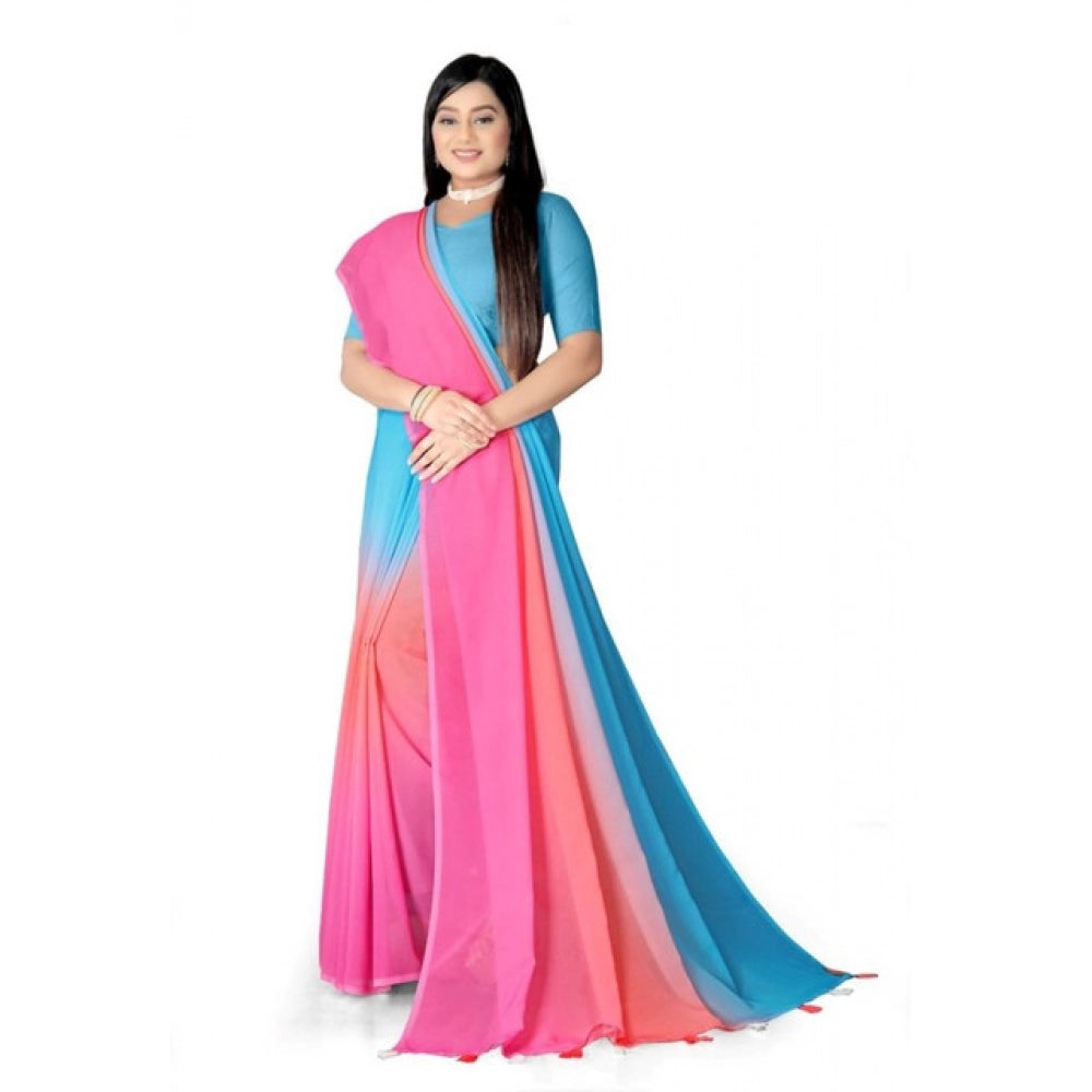 Women's Georgette Floral Printed Saree With Unstitched Blouse 5.5Mtr (Multicolor)