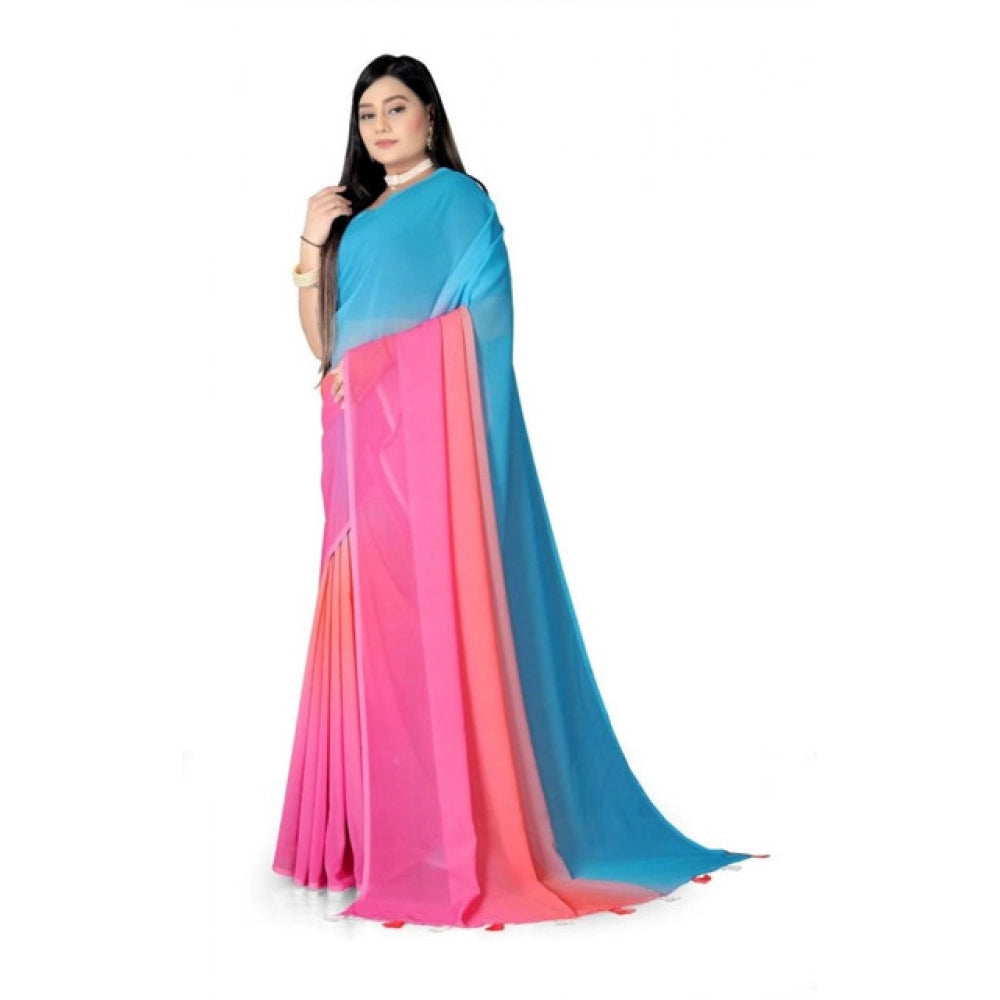 Women's Georgette Floral Printed Saree With Unstitched Blouse 5.5Mtr (Multicolor)