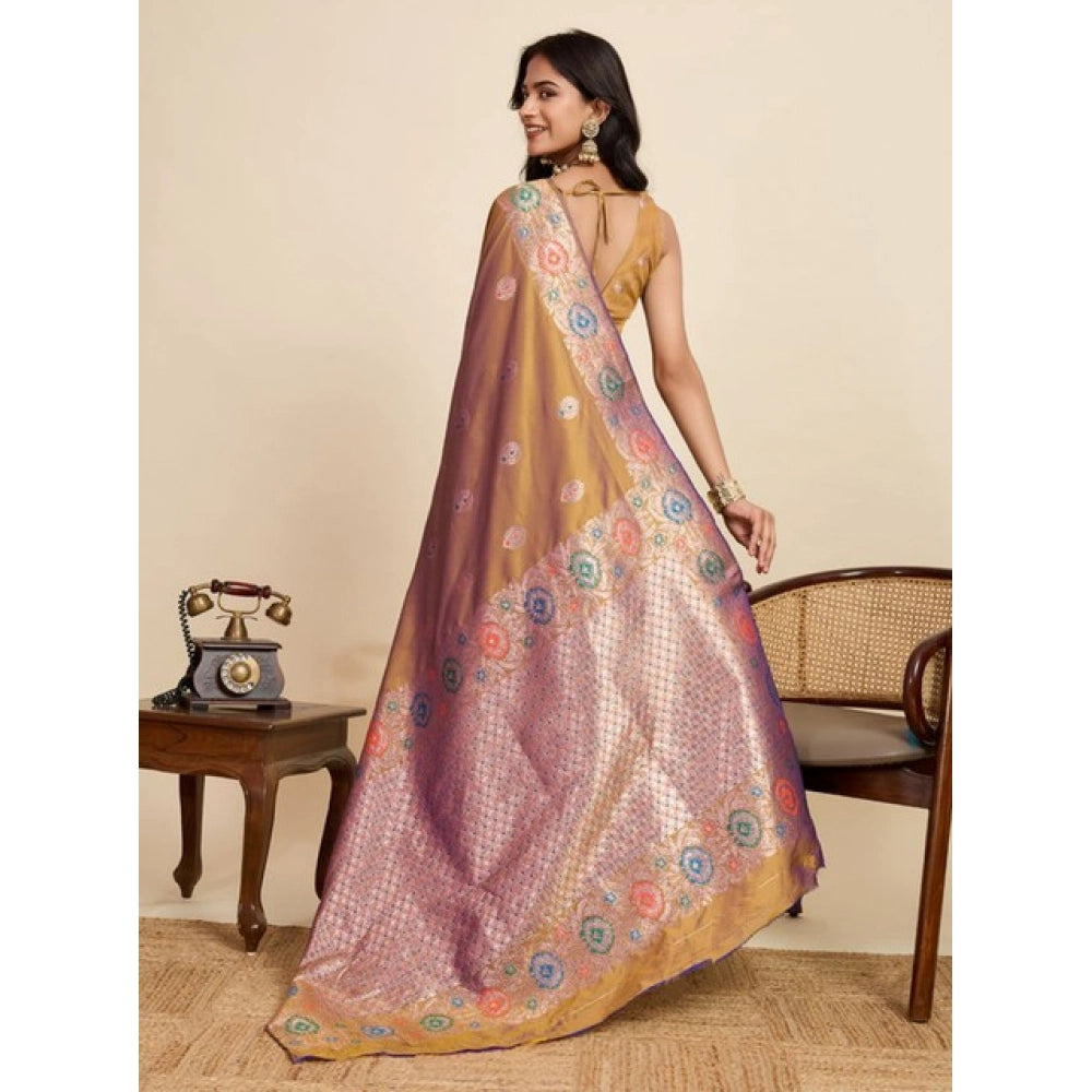 Women's Faux_Banarasi_Silk Woven Saree With Unstitched Blouse 5.5Mtr (Mustard)