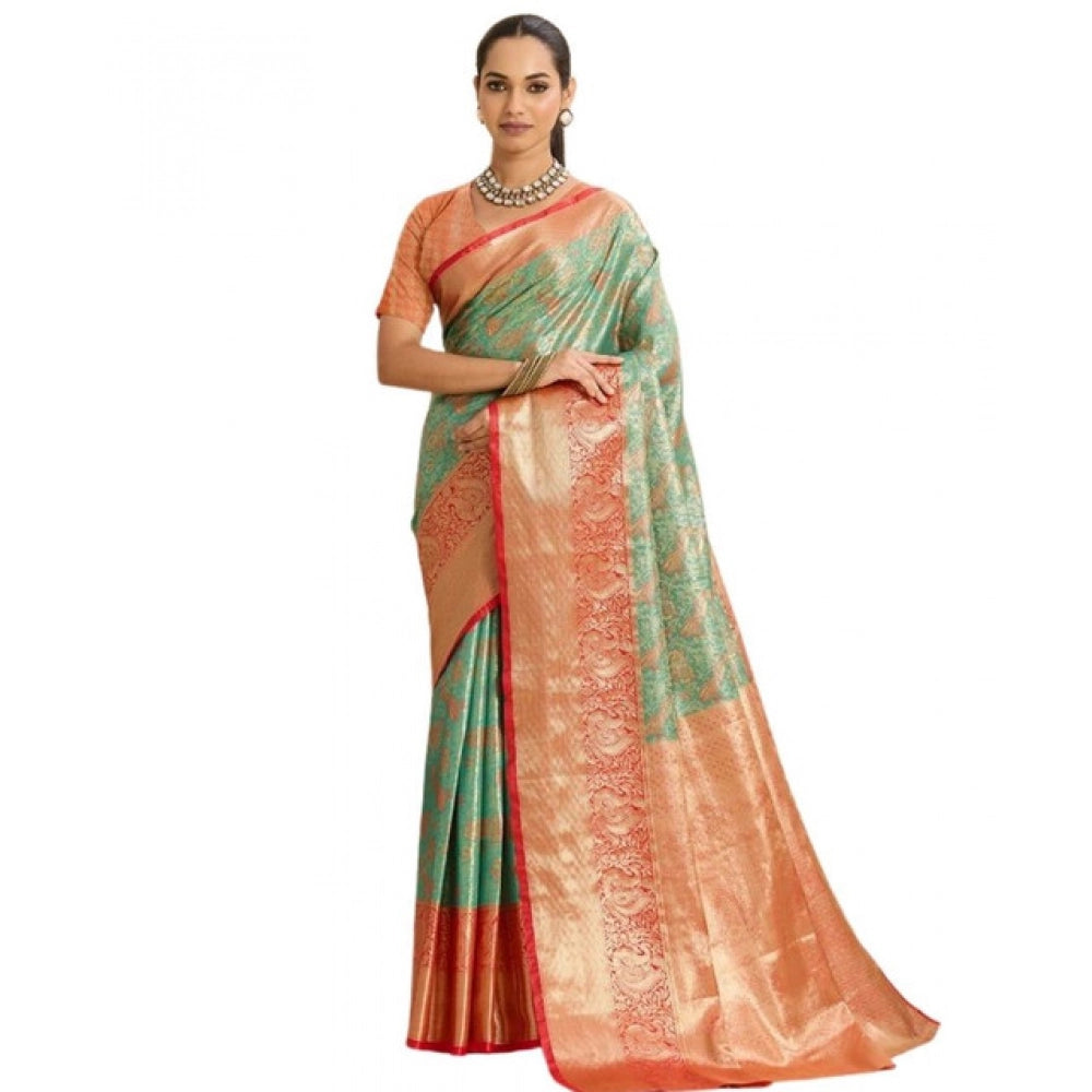 Women's Faux_Banarasi_Silk Woven Saree With Unstitched Blouse 5.5Mtr (Green)