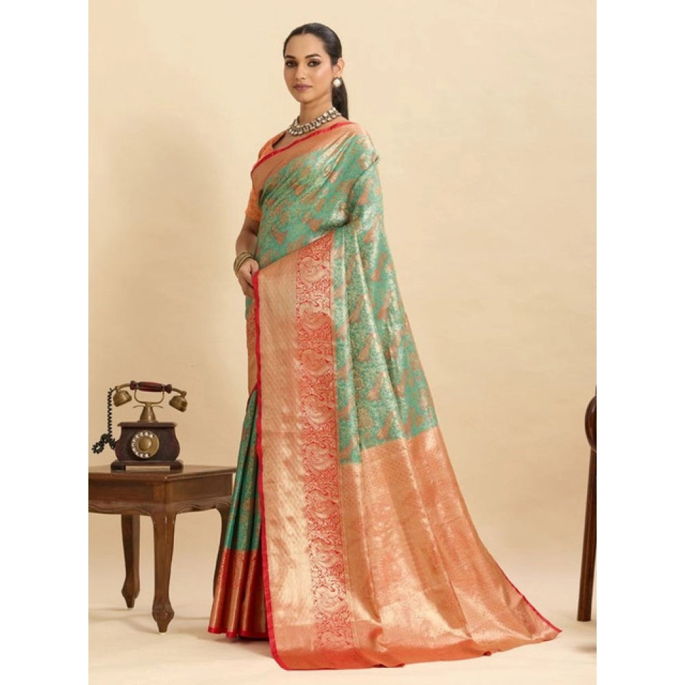 Women's Faux_Banarasi_Silk Woven Saree With Unstitched Blouse 5.5Mtr (Green)
