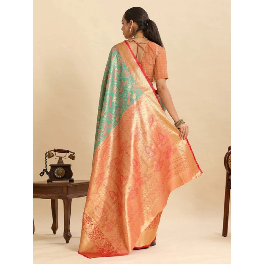 Women's Faux_Banarasi_Silk Woven Saree With Unstitched Blouse 5.5Mtr (Green)