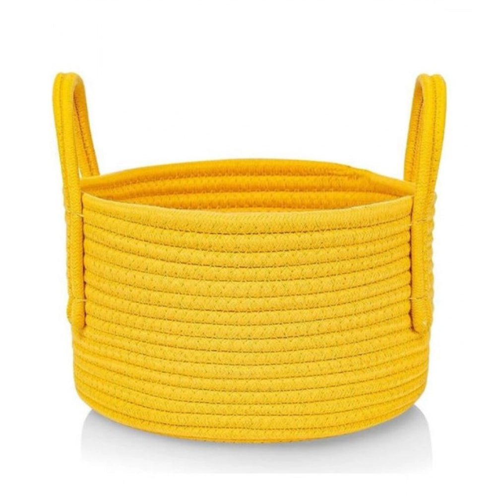 Cotton Pack Of_1 Basket 7x5 Inch Storage Basket For Clothes (Yellow)