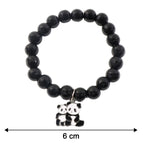 Diagram illustrating the dimensions of the black beaded stretch bracelet.