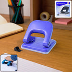 Two-hole punch machine with metal base for heavy-duty paper punching