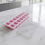 Easy release pink plastic ice cube tray