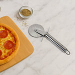 Close-up of ergonomic handle on pizza cutter wheel