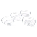 Clear plastic bowls stacked, showcasing durable serving bowl set