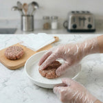 Pack of disposable gloves in clear plastic for sanitation