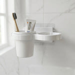 Multi-slot wall mounted bathroom storage for grooming essentials